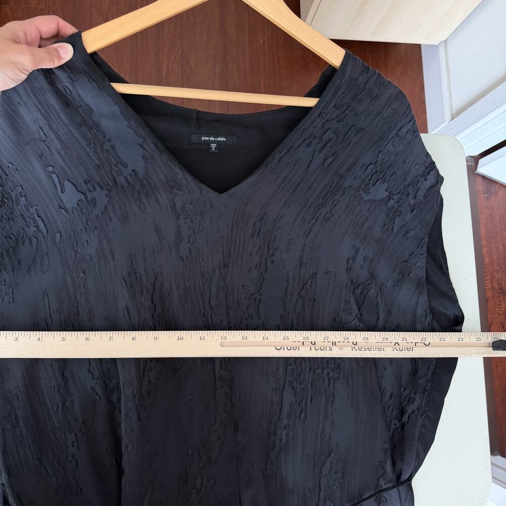 Pas de Calais Tunic Dress One Size Black Burnout Textured Crinkled Avant Garde - Picture 11 of 13